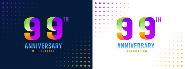 99th anniversary vector background with colorful numbers, design for business, event, celebration