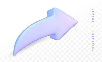 3D arrow icon. Neon gradient arrow symbol. Vector graphic element.