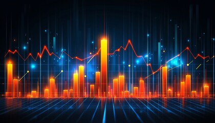 Dynamic Financial Vector Chart for Market Analysis with Bright Colors and Futuristic Visuals Design