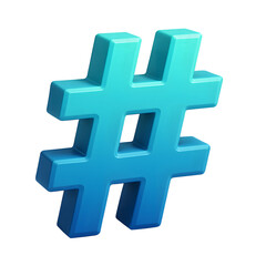 Fototapeta premium 3D Rendered Blue Hashtag Symbol Isolated on Transparent Background