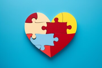 Heart shaped puzzle forming a complete heart symbolizes love, unity, and togetherness