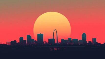 Fototapeta premium City skyline with modern buildings at sunset