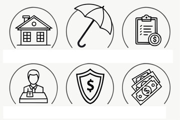 Insurance icon set line