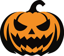 Vector of a carved Halloween pumpkin with spooky eyes and jagged mouth