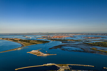 Aerial Panorama of Venice Lagoon and Islands, Italy