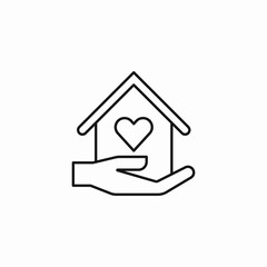 hand holding house heart icon sign vector