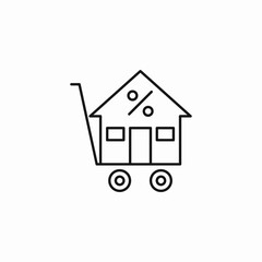 house shopping cart discount icon sign vector