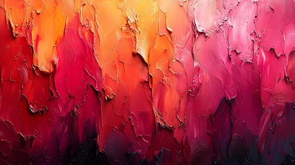 Impasto sunset of crimson brushstrokes