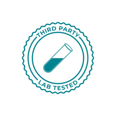 Third Party Lab Tested Badge Icon with Test Tube for Product Certification and Quality Assurance