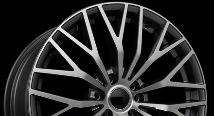 Close-Up of Stylish Alloy Wheel with Modern Black and Silver Design.