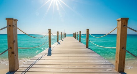 Pier to Paradise Turquoise Water Sunlit Boardwalk Escape.