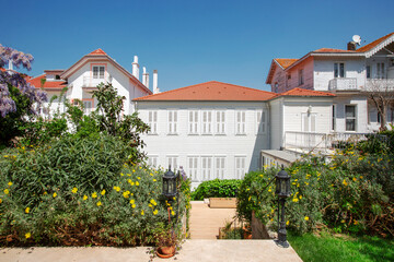 Historical streets and houses in the Heybeliada area of Istanbul