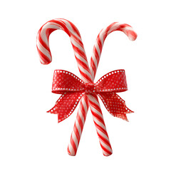 Fototapeta premium Candy cane with ribbon isolated on transparent background
