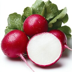 fresh red radishes, clean food composition. Generative AI