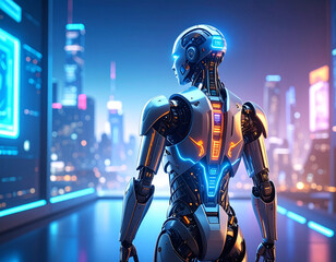 Naklejka premium 未来的なデザインのヒューマノイドロボット