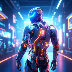 未来的なデザインのヒューマノイドロボット