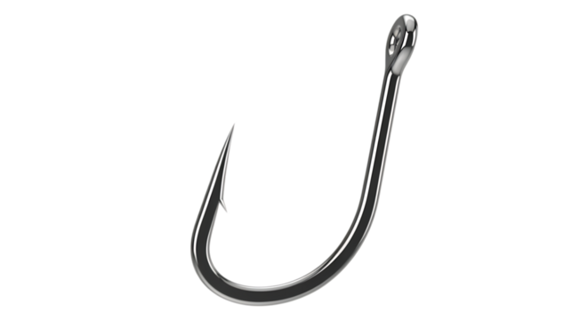 Sharp fishing hook isolated on transparent background