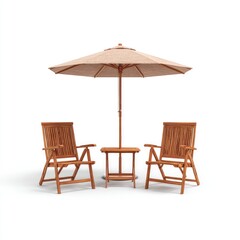 Wooden patio set with umbrella