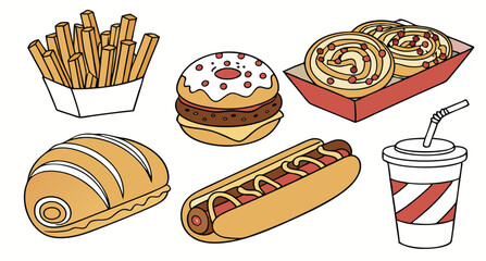 Realistic 3d fast food icon set