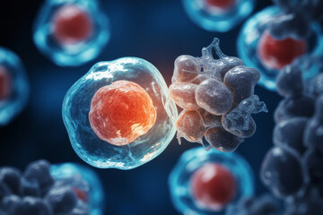 Clean rendering of cellular therapy transforming disease process microscopic view of cells biological research medical science laboratory scientific experiment health treatment cellular structure