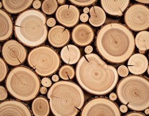 Generated image Stacked Firewood Showing Organic Ring Lines and Bark Texture 