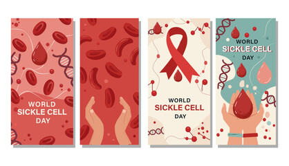 Informative World Sickle Cell Day Illustration with Blood Cells and DNA