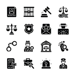 Get this amazing collection of law services glyph style icons