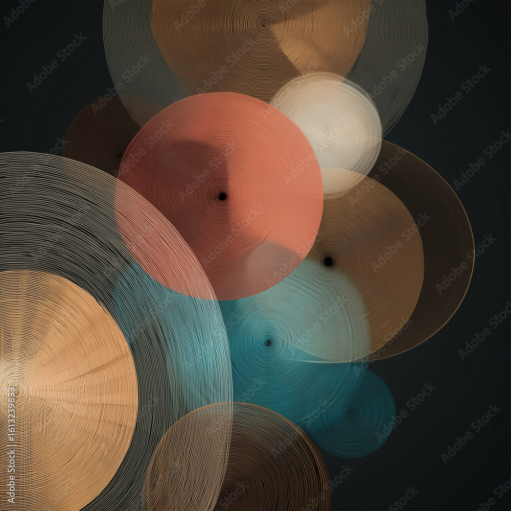Poster vibrant abstract circles create dynamic modern design with warm and cool color blends