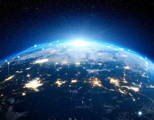Obraz premium Earth at night, network connections