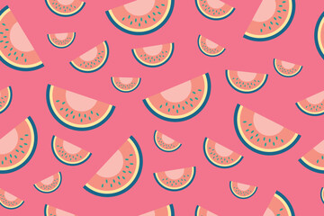 Juicy watermelon slice pattern in pink and green, vibrant design ideal for summer projects