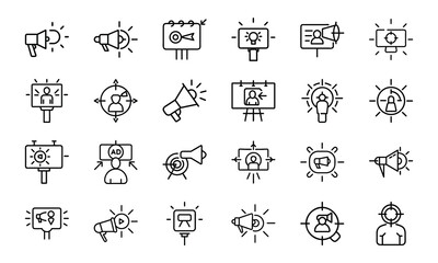  Collection of Glowing Digital Marketing, Communication, and Business Icons