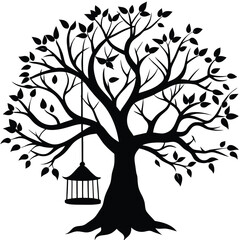 Obraz premium Tree vector silhouette Single collection 