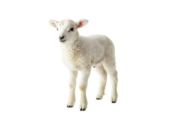 Fototapeta premium A Young Lamb Innocence and New Beginnings Against a Pure White Background on transparent background