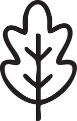 Obraz premium A minimalist black and white line art illustration of a single stylized oak leaf.