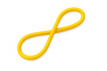 Transparent background displaying yellow infinity sign symbolizing eternal continuity, interconnected cycles, unending potential