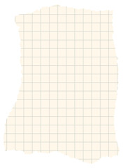 Torn off sheet of school notebook or squared notebook. Vector illustration of element for collage and notes.