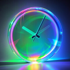 Modern Neon Analog Clock with Glowing Lights