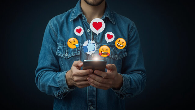 Social media and digital online concept, man using smart phone with Social media. The concept of living on vacation and playing social media. Social Distancing ,communication.