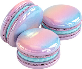 Pastel Iridescent Macarons on a White Background