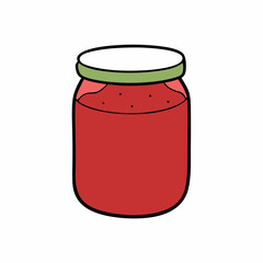 glass jar with tomato sauce