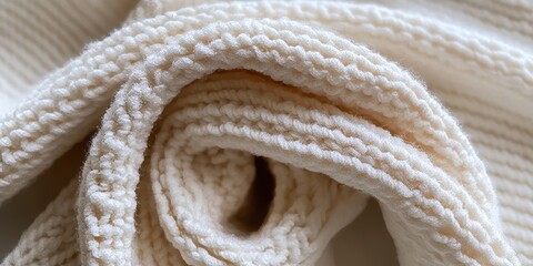 Soft White Wool Yarn Fragment, Delicate Textures, Warm Comfort for Cozy Knitwear and Crafts.