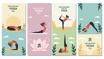 International Yoga Day Vertical Banner Set