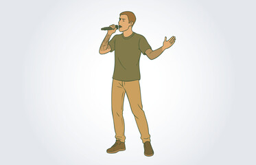 Musician Mascot Cartoon Character Logo Template