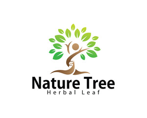 Obraz premium people tree logo creative design concept nature green athletic medical herbal yoga