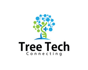tree tech logo creative health care medical clinic genetics design concept