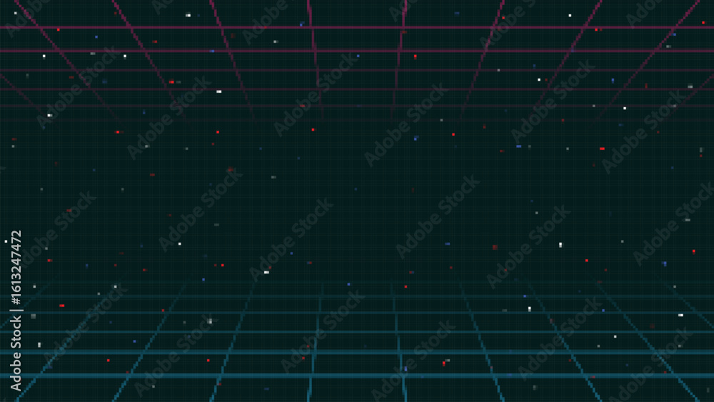 Poster pixel art background.8 bit game.retro game. for game assets in vector illustrations.retro futurism s