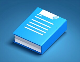 Blue book icon, 3D isometric style