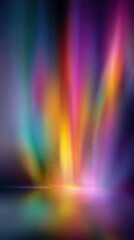 Colorful light display at night over calm water creates a vibrant atmosphere