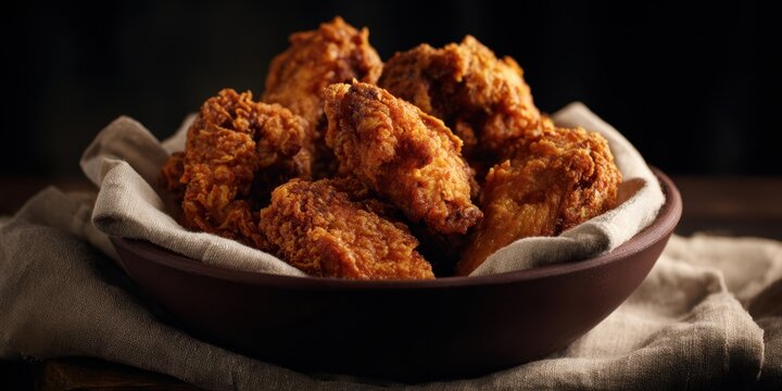 The Deliciously Crispy Fried Chicken Served in a Rustic Bowl