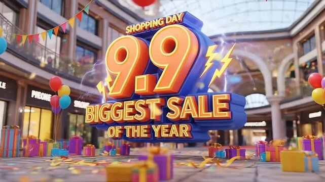 A vibrant promotional graphic for a shopping day sale, featuring a large numerical display.